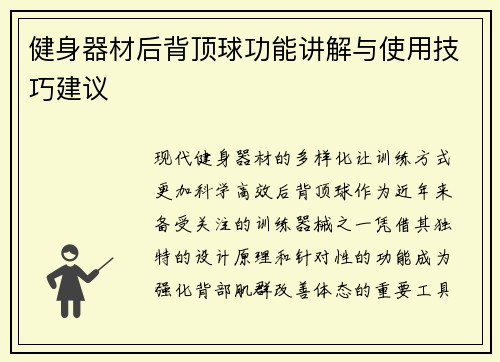 健身器材后背顶球功能讲解与使用技巧建议